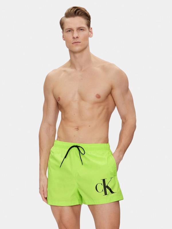 Pánské plavky KM0KM00967 LKQ neonově zelené - Calvin Klein - Pánské oblečení plavky