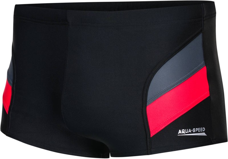 AQUA SPEED Plavecké šortky Aron Black/Red/Grey Pattern 16 - Pánské oblečení plavky