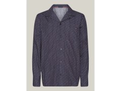 Pánská pyžamová košile UM0UM02992 02E tm modrá s&nbsp;potiskem - Tommy Hilfiger