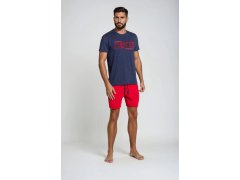 Pyžamo Oxford 38285-59X tmavě modrá a&nbsp;červená - Henderson