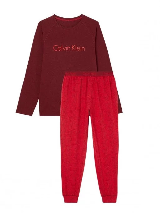 Pánský pyžamový set NM1592E 6NJ bordo/červená - Calvin Klein