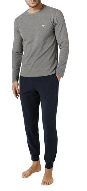 Pánské pyžamo 111789 2F720 12149 šedá/tm.modrá - Emporio Armani