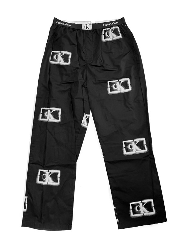 Pánské kalhoty na spaní NM2390E B88 černá s potiskem - Calvin Klein - Pánské oblečení pyžama