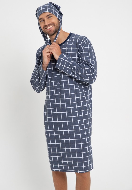 Pánská noční košile Filip 3073 Z24 Tmavě šedá vzor - Taro - Pánské oblečení pyžama
