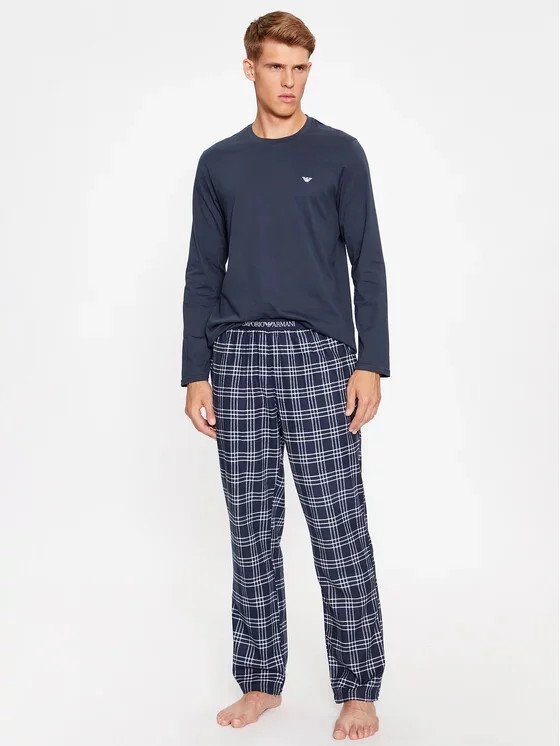 Pánské pyžamové kalhoty 112036 3F576 59136 černá kostka - Emporio Armani - Pánské oblečení pyžama