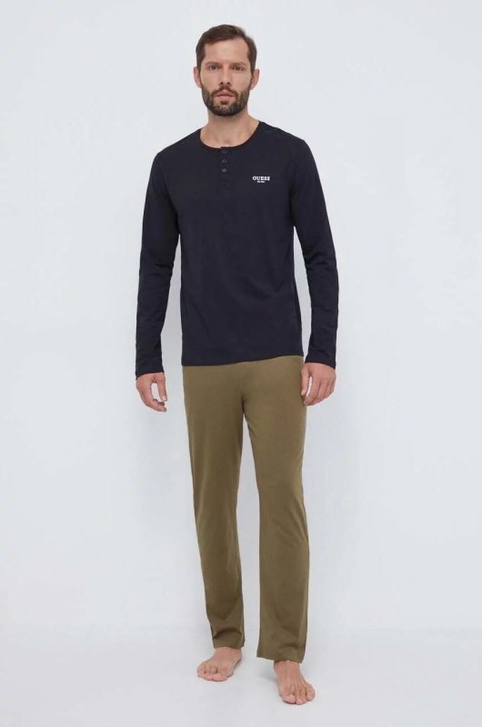 Pánské pyžamo U3BX00KBZG0 F817 khaki/černé - Guess