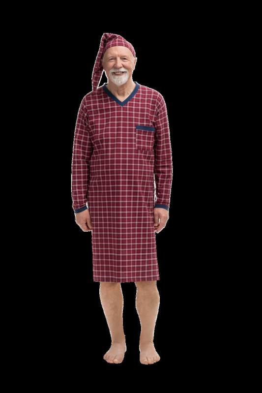 Pánská vzorovaná noční košile 501 s dlouhými rukávy - Pánské oblečení pyžama