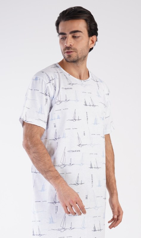 Pánská noční košile s krátkým rukávem Plachetnice - Pánské oblečení pyžama