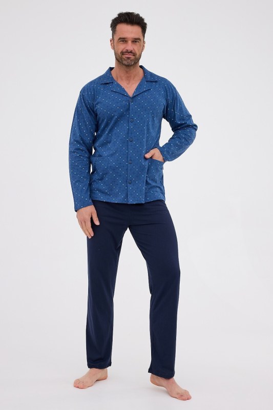 Cornette pyžamo 114/78 dlouhé/r 3XL-5XL pánské rozepínací - Pánské oblečení pyžama