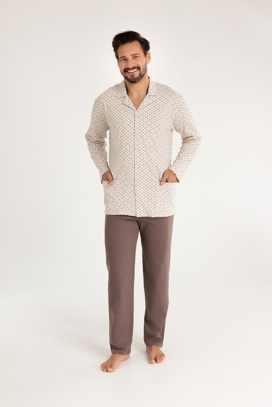 Pyžamo Regina 486 dlouhé/r 2XL-3XL z25/26 pánské rozepínací - Pánské oblečení pyžama