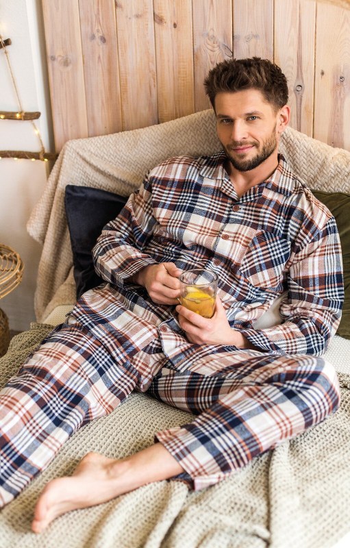 Pánské pyžamo Key MNS 443 B25 délka/r 3XL-4XL na zip - Pánské oblečení pyžama