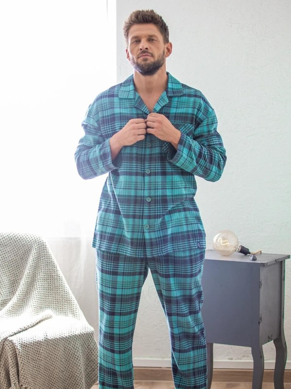 Pyžamo Key MNS 048 B26 dlouhé rukávy, velikosti M–2XL, rozepínací - Pánské oblečení pyžama