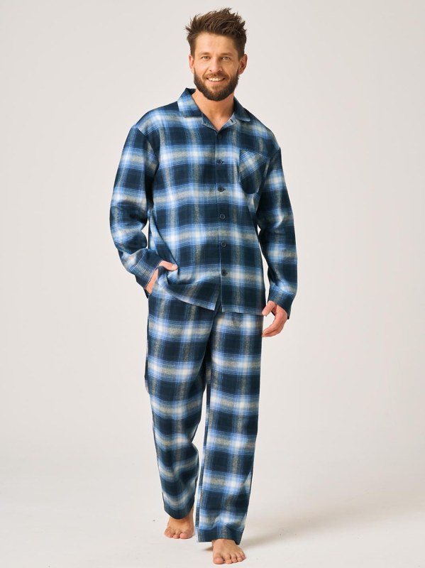 Pyžamo Key MNS 432 B26 dlouhé rukávy, velikosti M–2XL, rozepínací