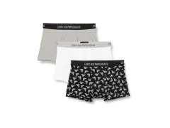 Pánské boxerky 111625 4R722 18111 šedé/bíle/potisk - Emporio Armani