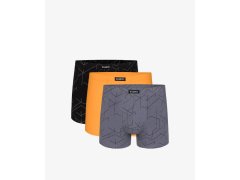 Pánské boxerky ATLANTIC 3Pack - černé/žluté/šedé