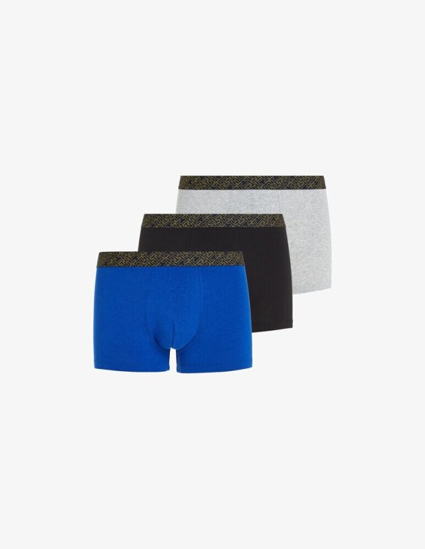 Pánské boxerky 3PACK UM0UM03039 0SH černé-modré-šedé - Tommy Hilfiger - Pánské oblečení spodní prádlo boxerky