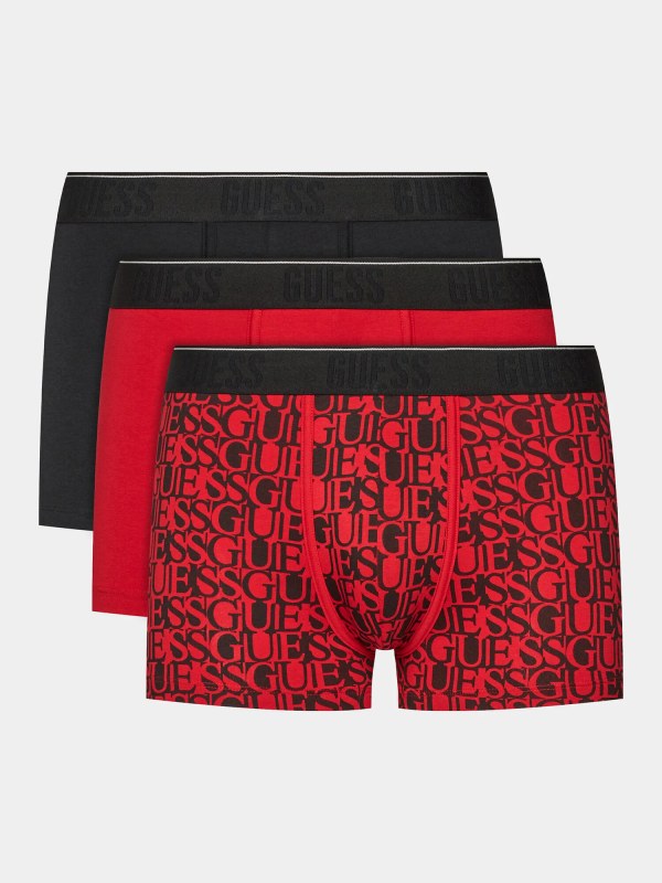 Pánské boxerky 3PACK U3BG25K6YW0 P53M černočervené - Guess - Pánské oblečení spodní prádlo boxerky