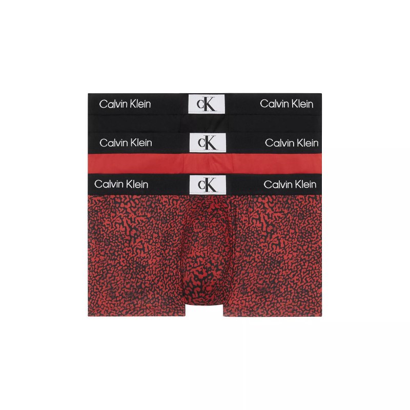 Pánské boxerky 3Pack 000NB3532E HZY černo červené - Calvin Klein - Pánské oblečení spodní prádlo boxerky