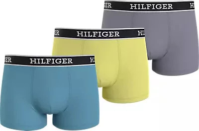 Pánské boxerky 3Pack UM0UM03185 0UM modré/žluté/šedé - Tommy Hilfiger