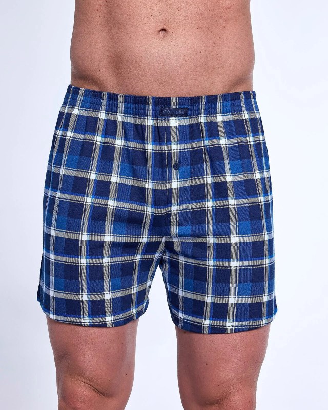 Pánské boxerky Comfort 002/318 Tmavě se světle modrá karo - Cornette