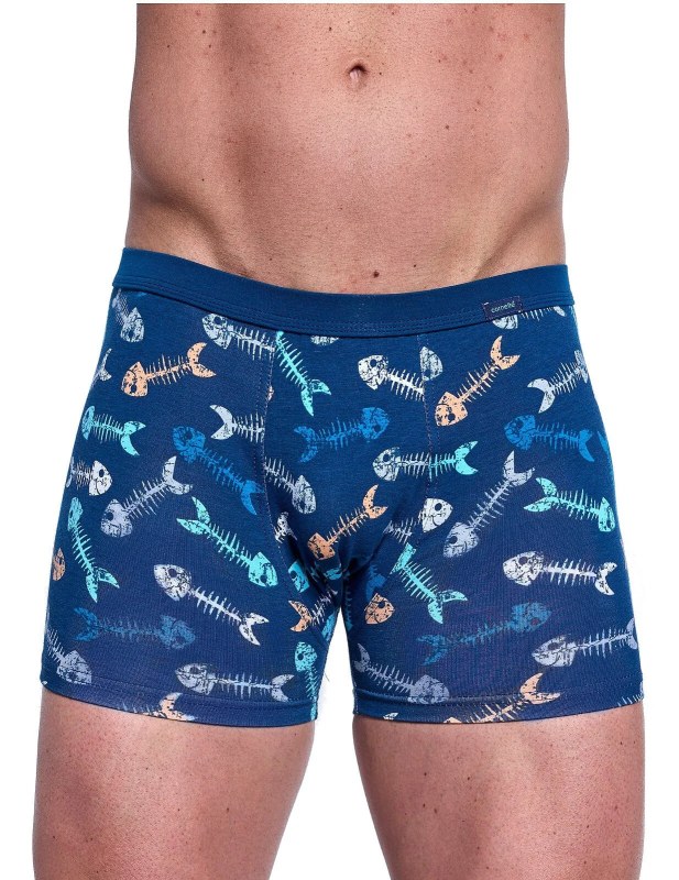 Pánské boxerky Tattoo Fishbone 280/247 Tmavě modrá vzor - Cornette