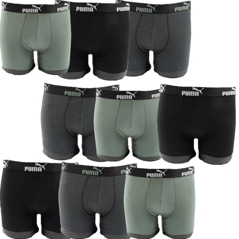 Pánské boxerky Puma, sada 9 kusů, černé, šedé, khaki, z&nbsp;pohodlné bavlny - Pánské oblečení spodní prádlo boxerky