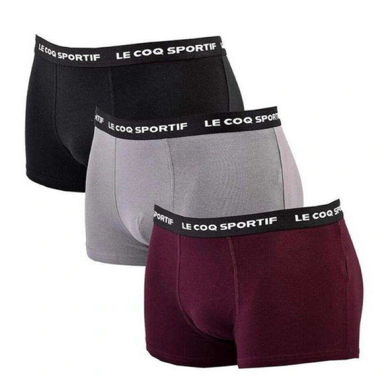 Le Coq Sportif pánské boxerky 3PAK černé šedé vínové