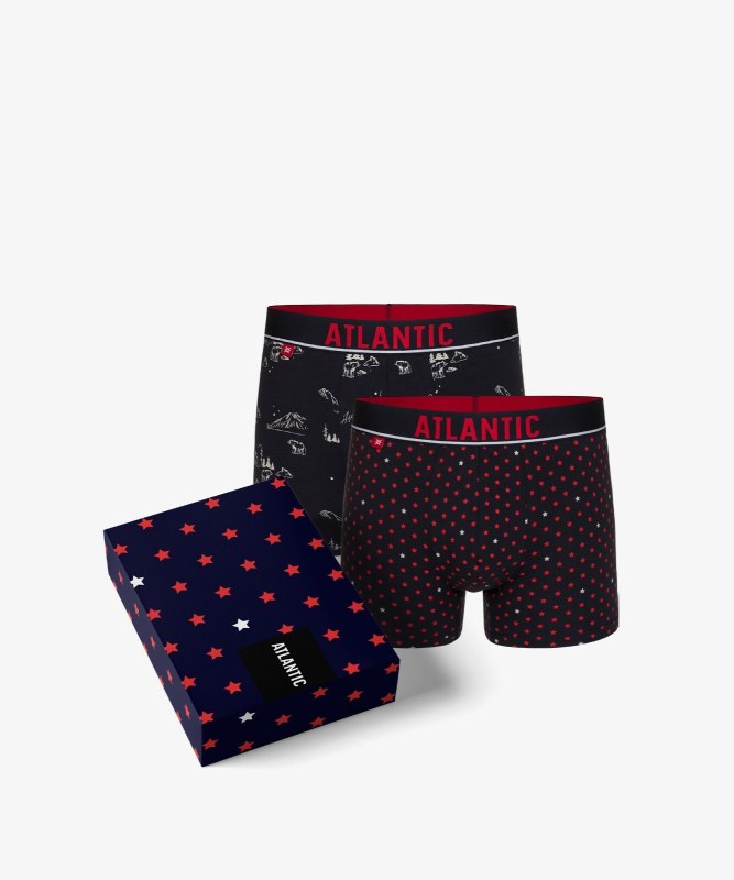 Pánské boxerky Stars ATLANTIC 2Pack + dárková krabička - námořnická modř, námořnická modř - Pánské oblečení spodní prádlo boxerky