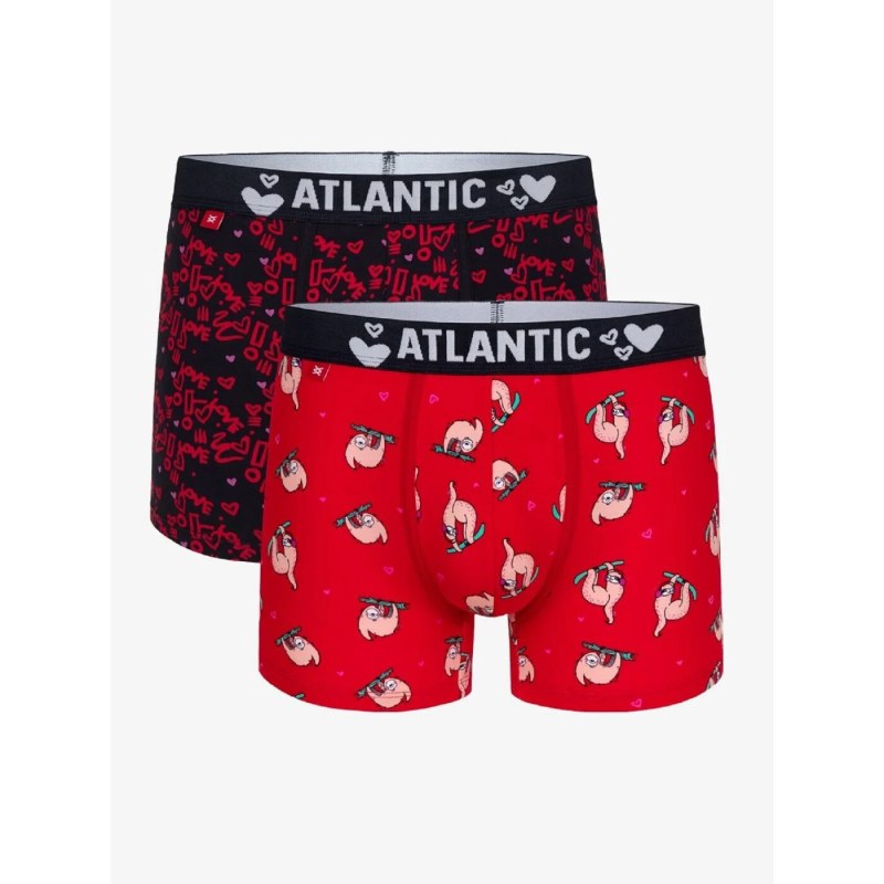 Pánské boxerky ATLANTIC 2Pack - červená/tmavě modrá - Pánské oblečení spodní prádlo boxerky