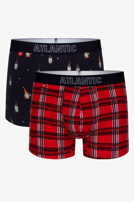 Pánské boxerky ATLANTIC 2Pack - tmavě modrá/červená - Pánské oblečení spodní prádlo boxerky