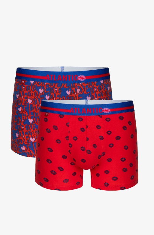 Pánské boxerky ATLANTIC 2Pack - modrá/červená - Pánské oblečení spodní prádlo boxerky