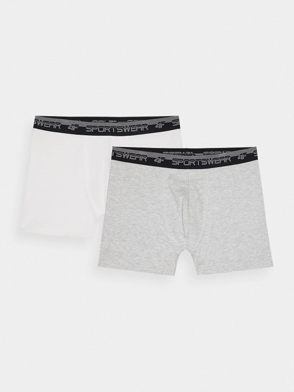 Pánské spodní prádlo boxerky 4F (2Pack) - šedé/bílé - Pánské oblečení spodní prádlo boxerky