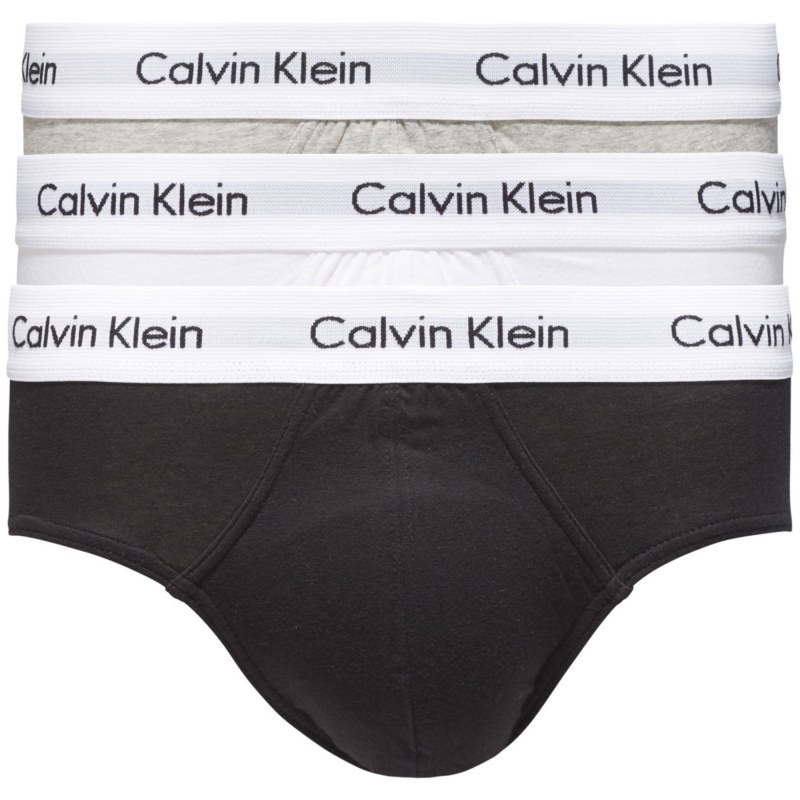 Pánské slipy 3 Pack 0000U2661G 998 černá/bílá/šedá - Calvin Klein - Pánské oblečení spodní prádlo slipy
