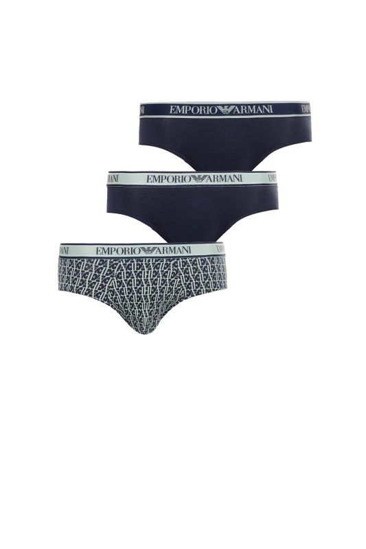 Pánské slipy 3Pack 112132 4R717 tm. modré se zelenou - Emporio Armani