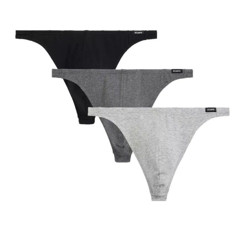 Pánská tanga 3 pack 3BMP 253 Šedá / černá - Atlantic - Pánské oblečení spodní prádlo tanga