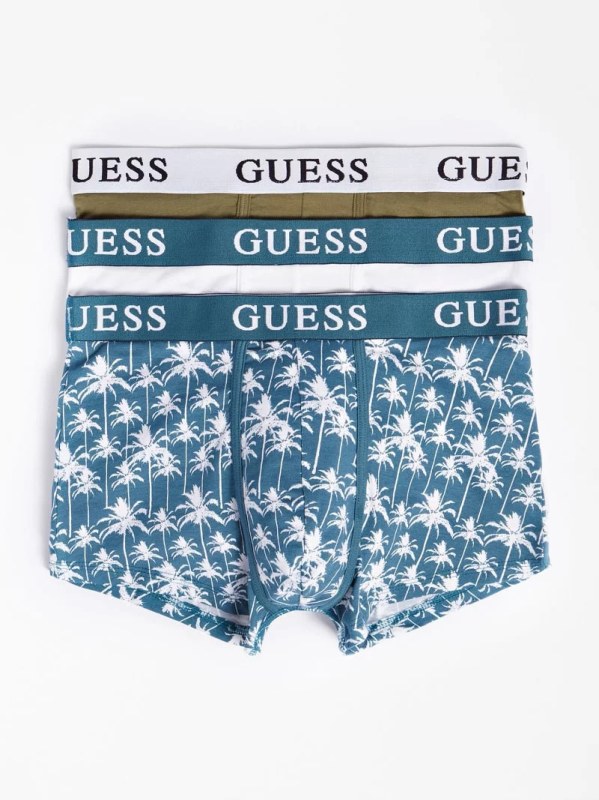 Pánské trenýrky 3 pack U1BG05K6YW1 - p70j - Modrá, bílá, palmy - Guess