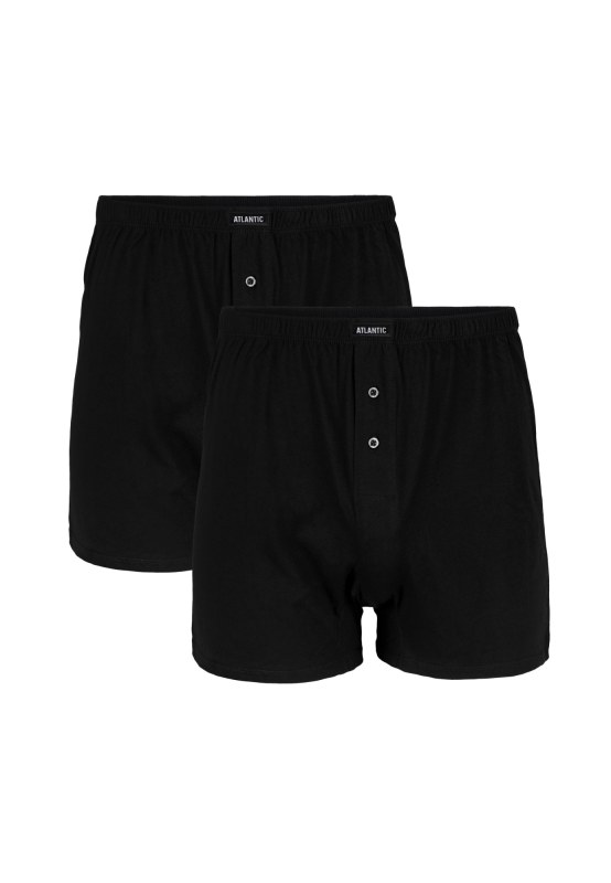 Pánské klasické boxerky ATLANTIC s knoflíčky 2PACK - černé - Pánské oblečení spodní prádlo trenýrky