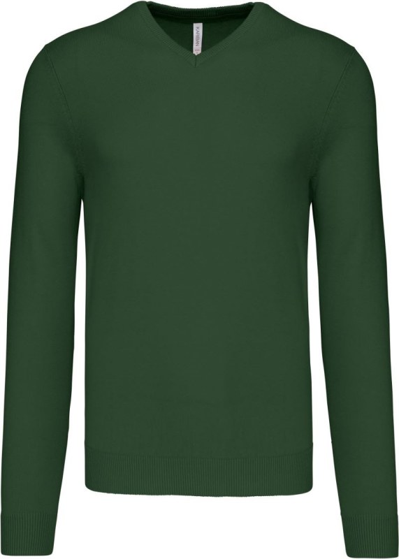 Kariban K 965 Pánský svetr s výstřihem do V 20.K965 forest green