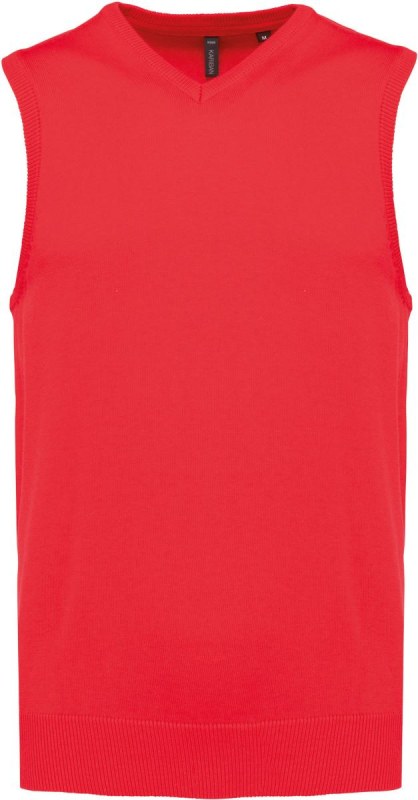 Kariban K 969 Pánská svetrová vesta s&nbsp;výstřihem do V 20.K969 red - Pánské oblečení svetry