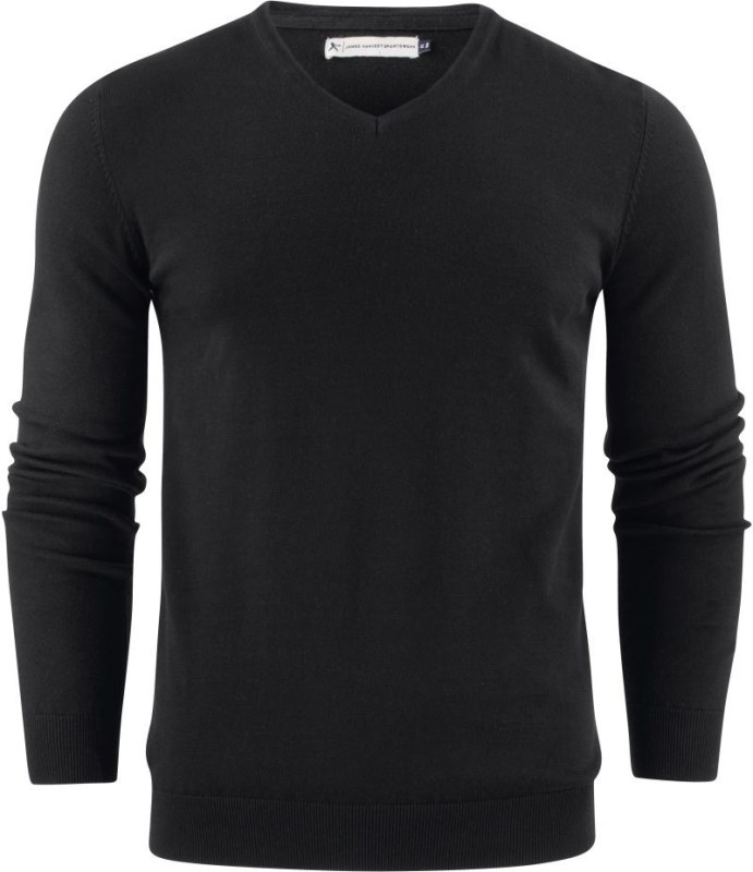 James Harvest Ashland V-Neck Pánský svetr s&nbsp;výstřihem do V 62.2507 black - Pánské oblečení svetry