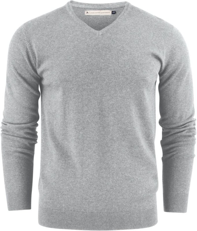 James Harvest Ashland V-Neck Pánský svetr s&nbsp;výstřihem do V 62.2507 grey melange - Pánské oblečení svetry