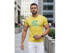 Pánské tričko s potiskem classic NX5020R žluté - FashionStreet
