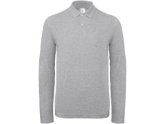 B&C ID.001 LSL Pánské piqué polo s dlouhým rukávem 01.0I12 heather grey