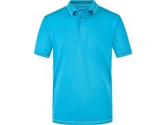 Daiber JN 569 Pánské žerzejové elastické polo 02.0569 aqua/white
