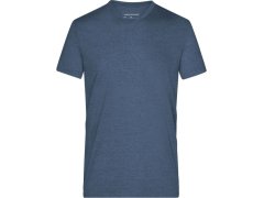 Daiber JN 974 Pánské melírované tričko s&nbsp;výstřihem do V 02.0974 blue melange