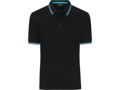 Daiber JN 1306 Pánské těžké piqué polo s&nbsp;proužky 02.1306 black/white/turquoise