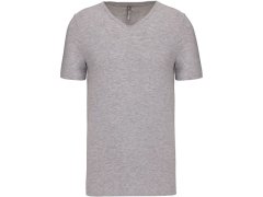 Kariban K 3014 Pánské elastické tričko s výstřihem do V 20.3014 light grey heather