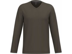 Kariban K 358 Pánské tričko do V s&nbsp;dl. rukávem 20.K358 dark khaki