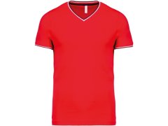 Kariban K 374 Pánské piqué tričko s výstřihem do V 20.K374 red/navy/white