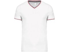 Kariban K 374 Pánské piqué tričko s výstřihem do V 20.K374 white/navy/red